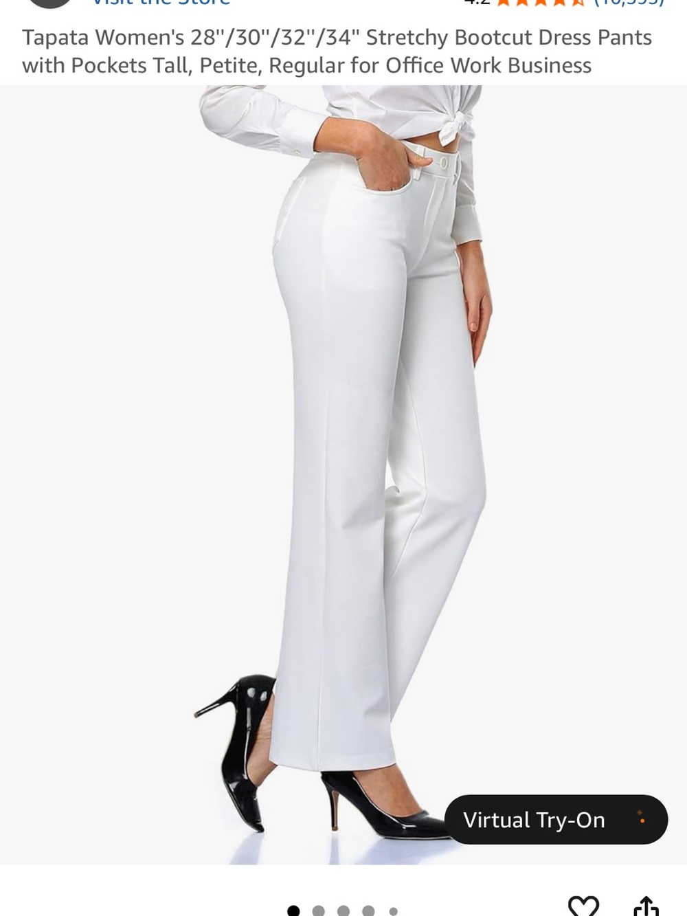 White Stretchy Bootcut Dress Pants